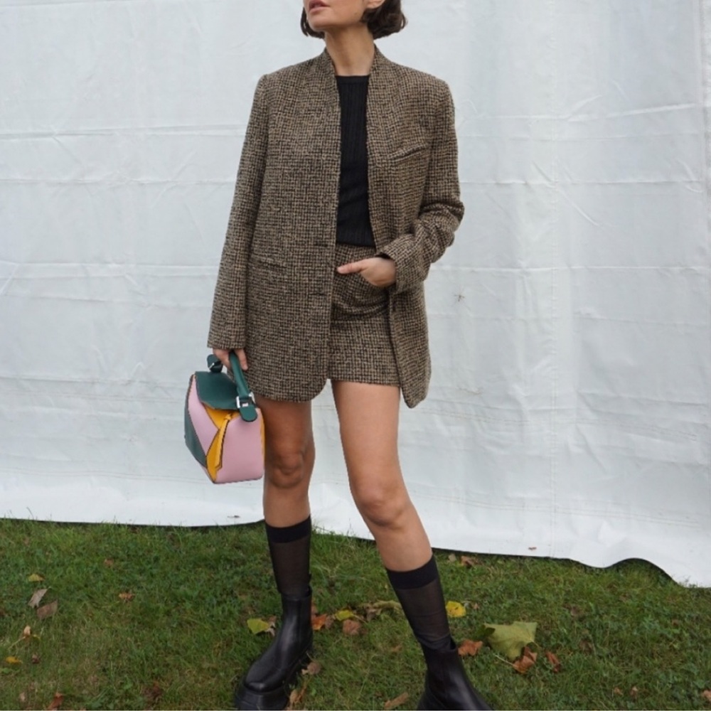 🤎🖤 NWT Mango Tweed Blazer and Skirt Set - Picture 2 of 10
